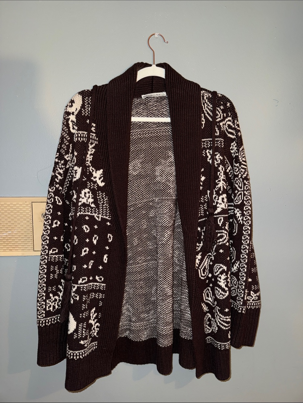 Abercrombie & Fitch Open-Front Brown & White Patterned Women's Cardigan Sweate